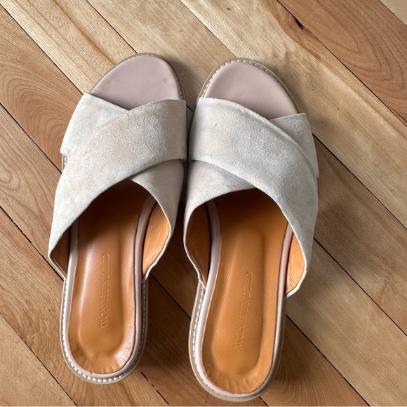 Won Hundred Penelope Nude Slide Sandals 38 Criss Cross Puffy Round circle heel - Picture 10 of 10